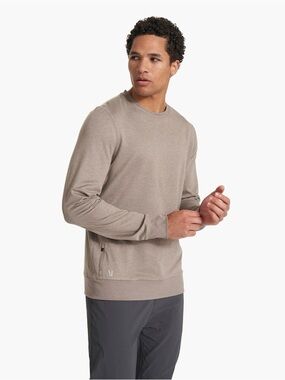 Vuori Ponto Performance Crew Neck Pullover Sweatshirt Walnut Heather Men’s M